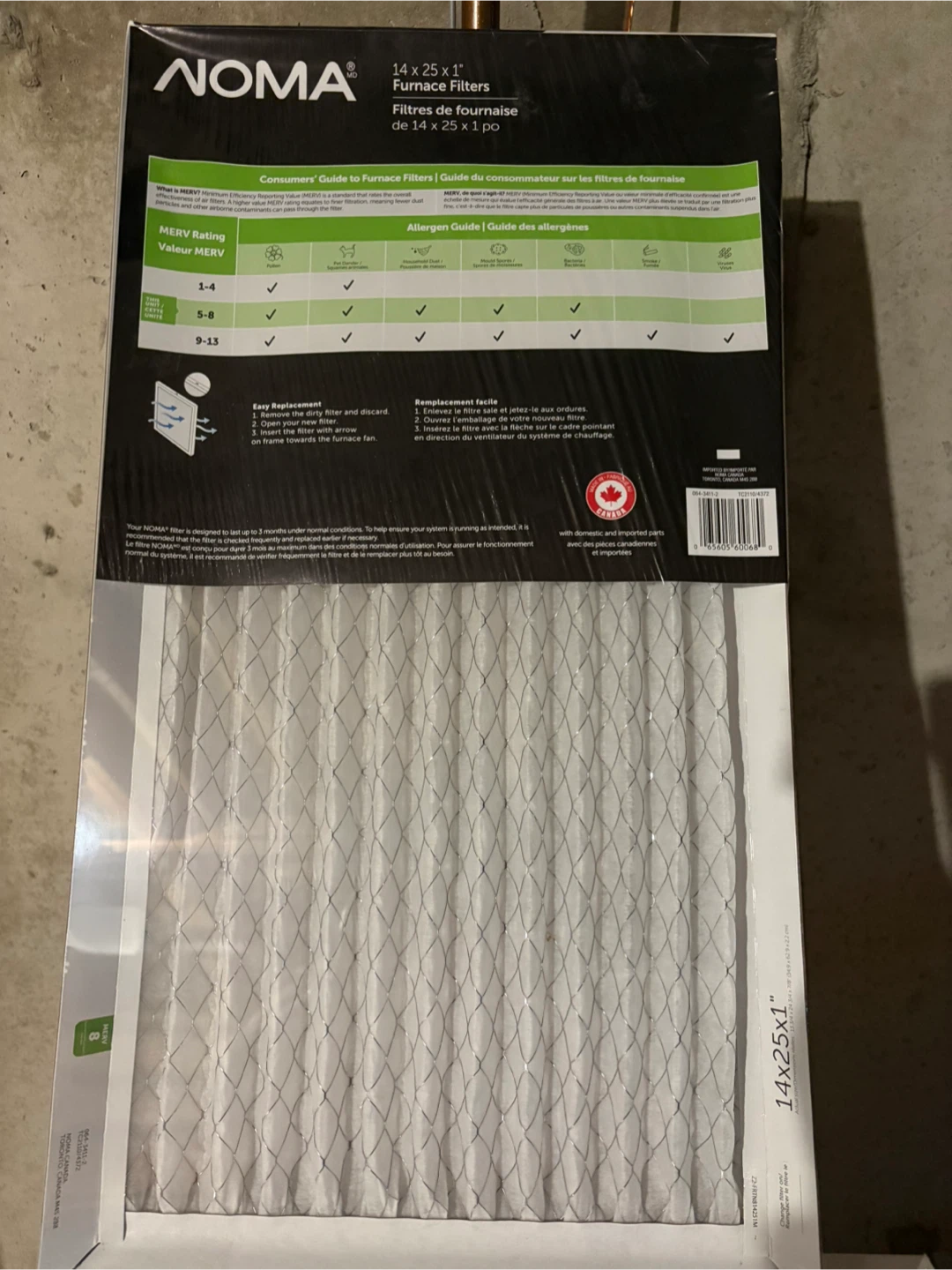 NOMA Furnace Filter 14x25x1 - photo 2
