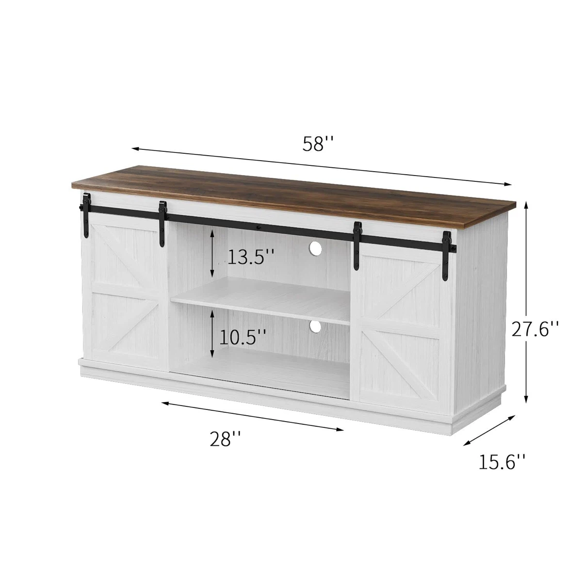 Modern TV Stand with Sliding Barn Doors and Storage Cabinets - photo 2