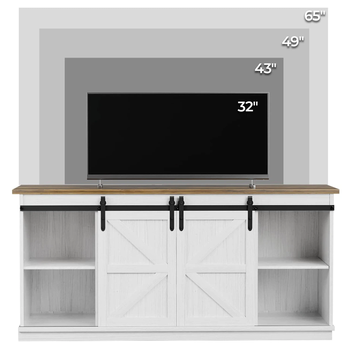 Modern TV Stand with Sliding Barn Doors and Storage Cabinets - photo 3