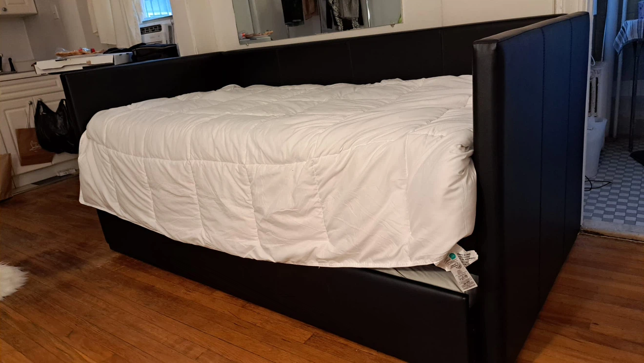 Black Faux Leather Daybed with Trundle - photo 2