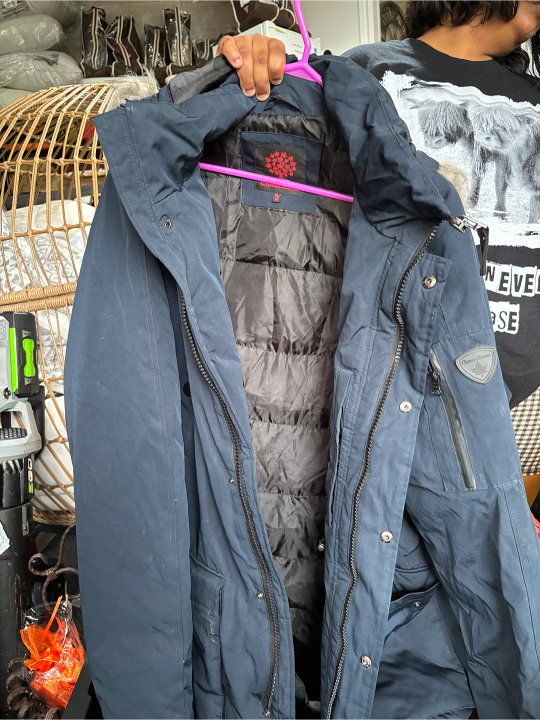 Canadiana Winter Parka - Navy Blue - Size XL