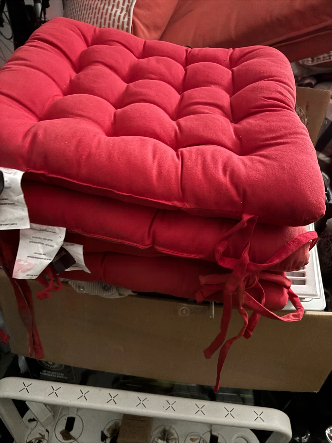 Set of 4 Red Seat Cushions