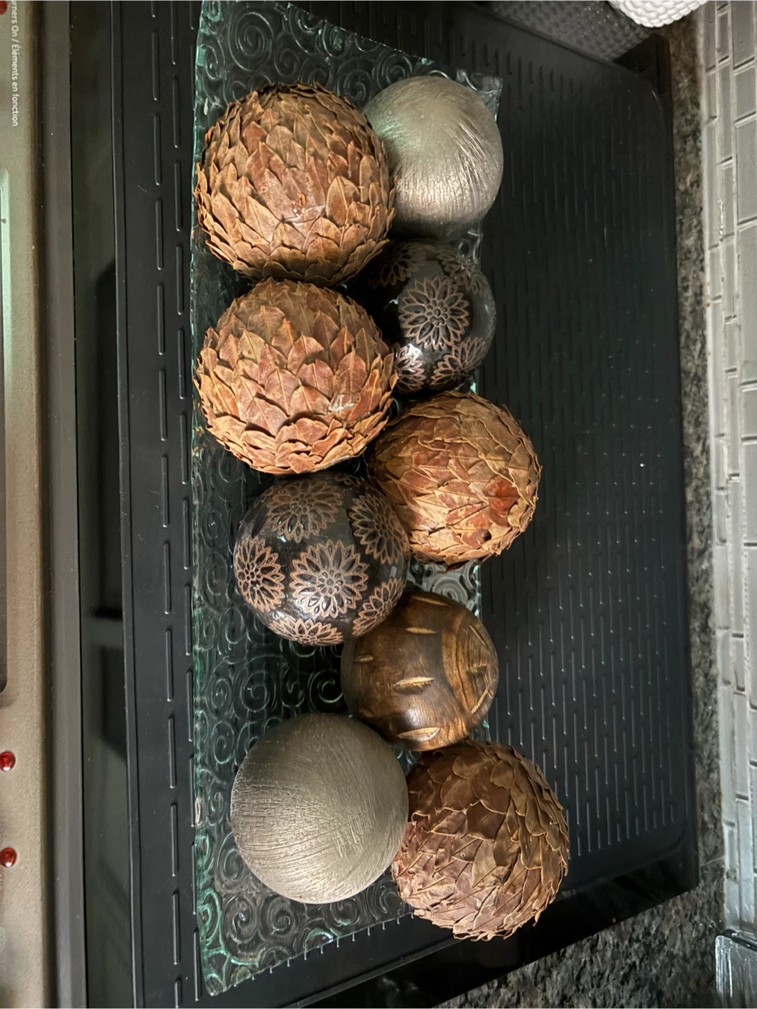 Decorative Orbs and Tray Set