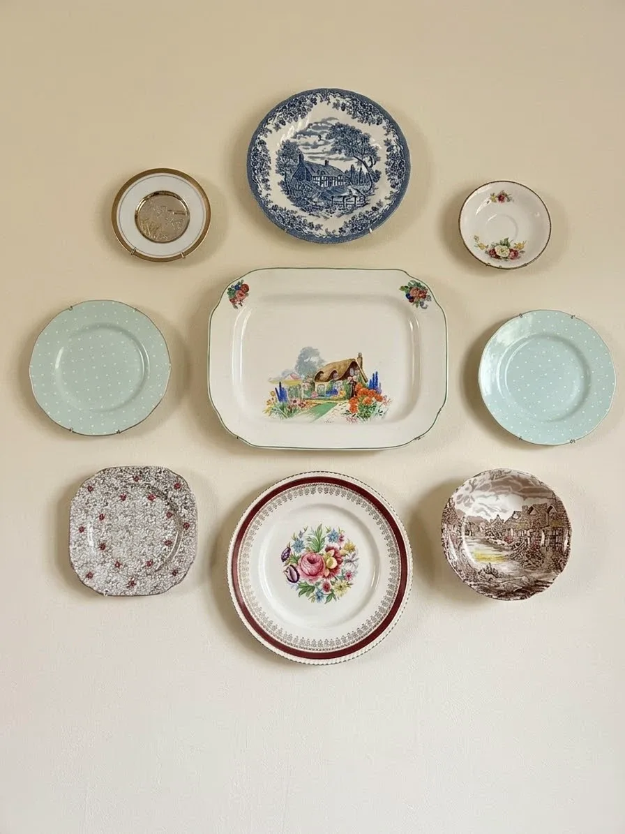 Unique Vintage Decorative Wall Plate Set (9 Pieces)🩵