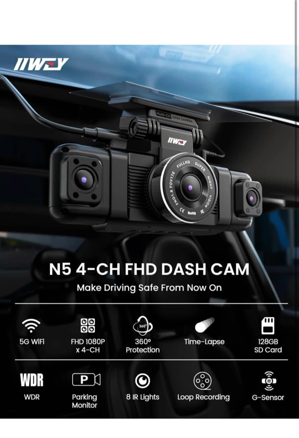 IIWEY N5 4-Channel FHD Dash Cam - photo 3