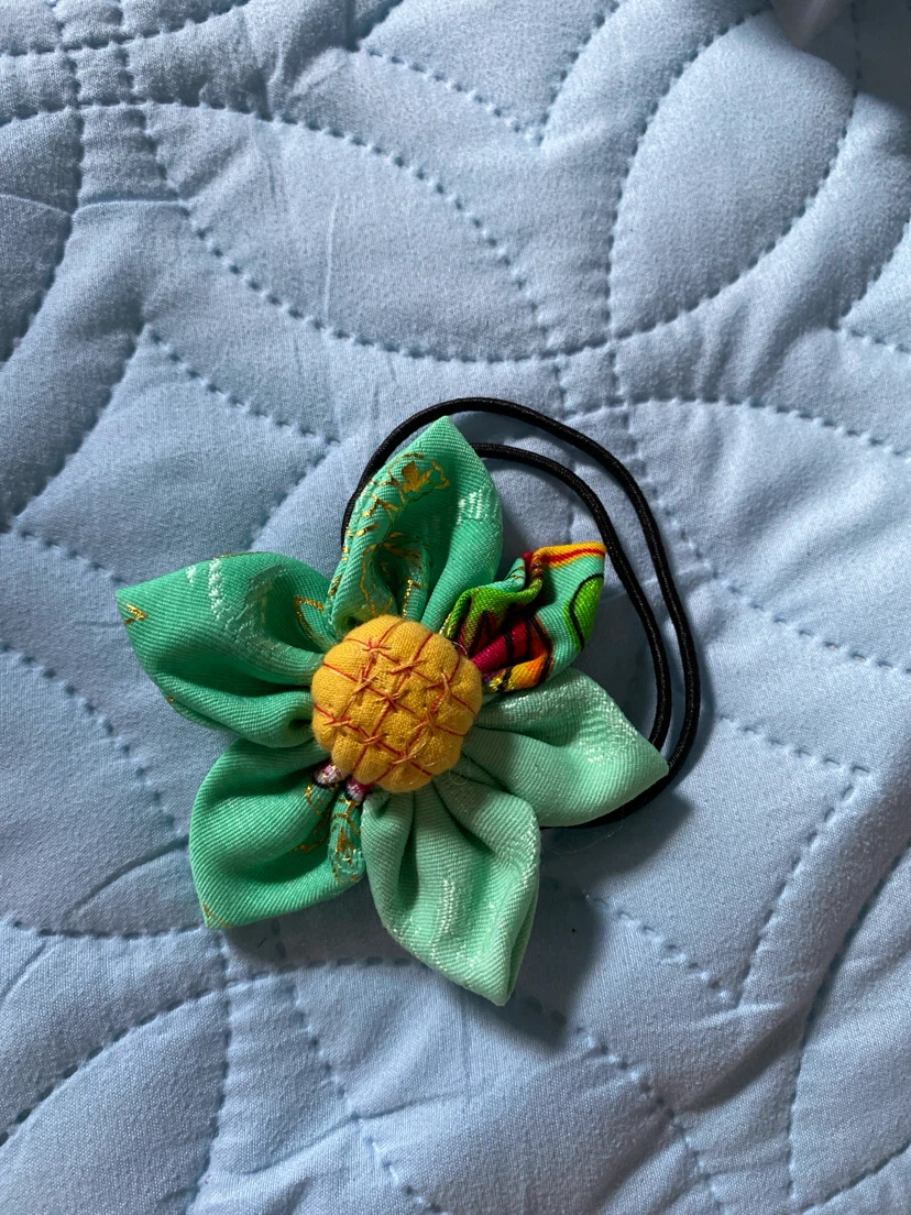 Fabric Flower Hair Tie