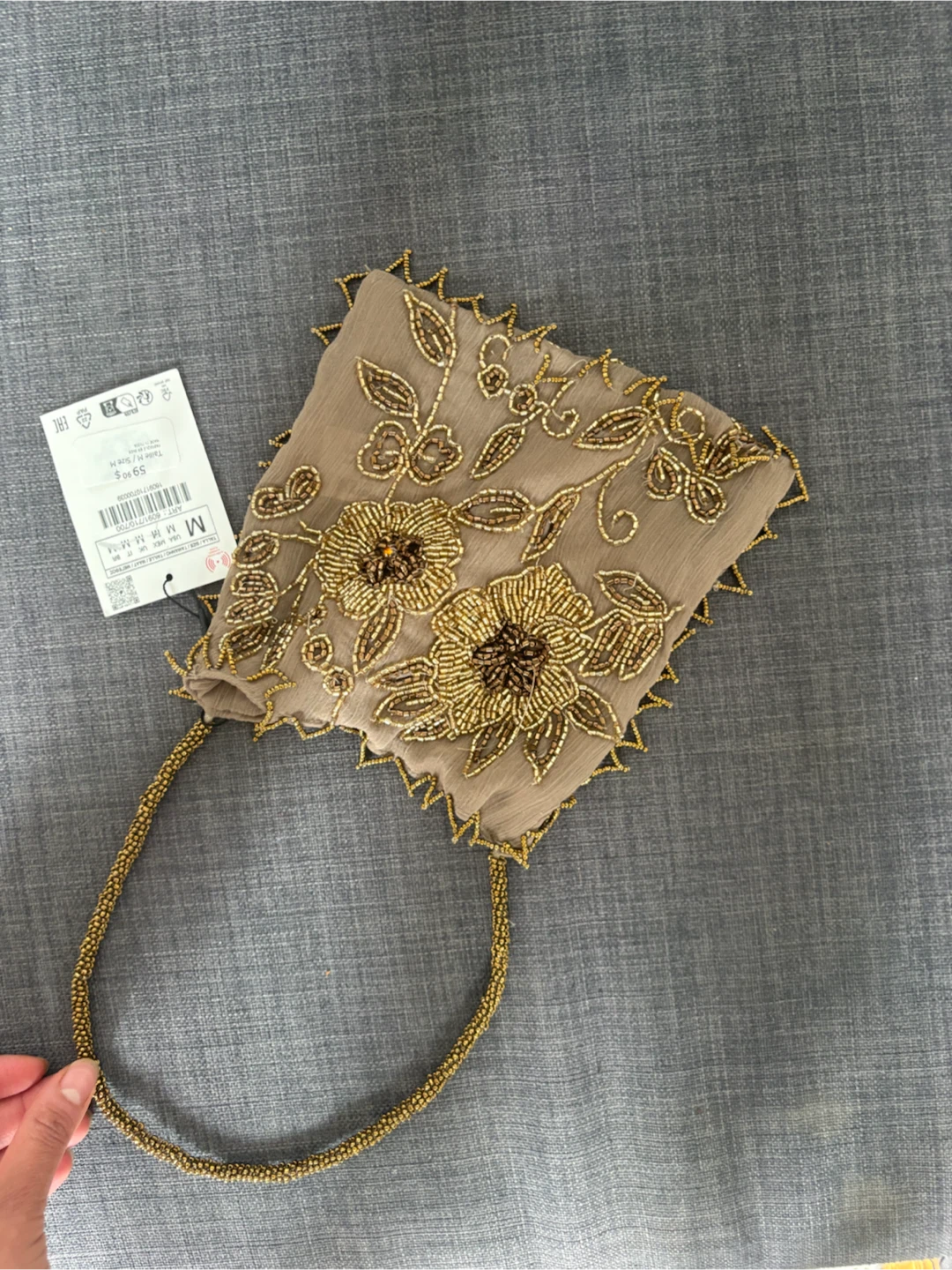 Zara Beaded Floral Handbag New - photo 2