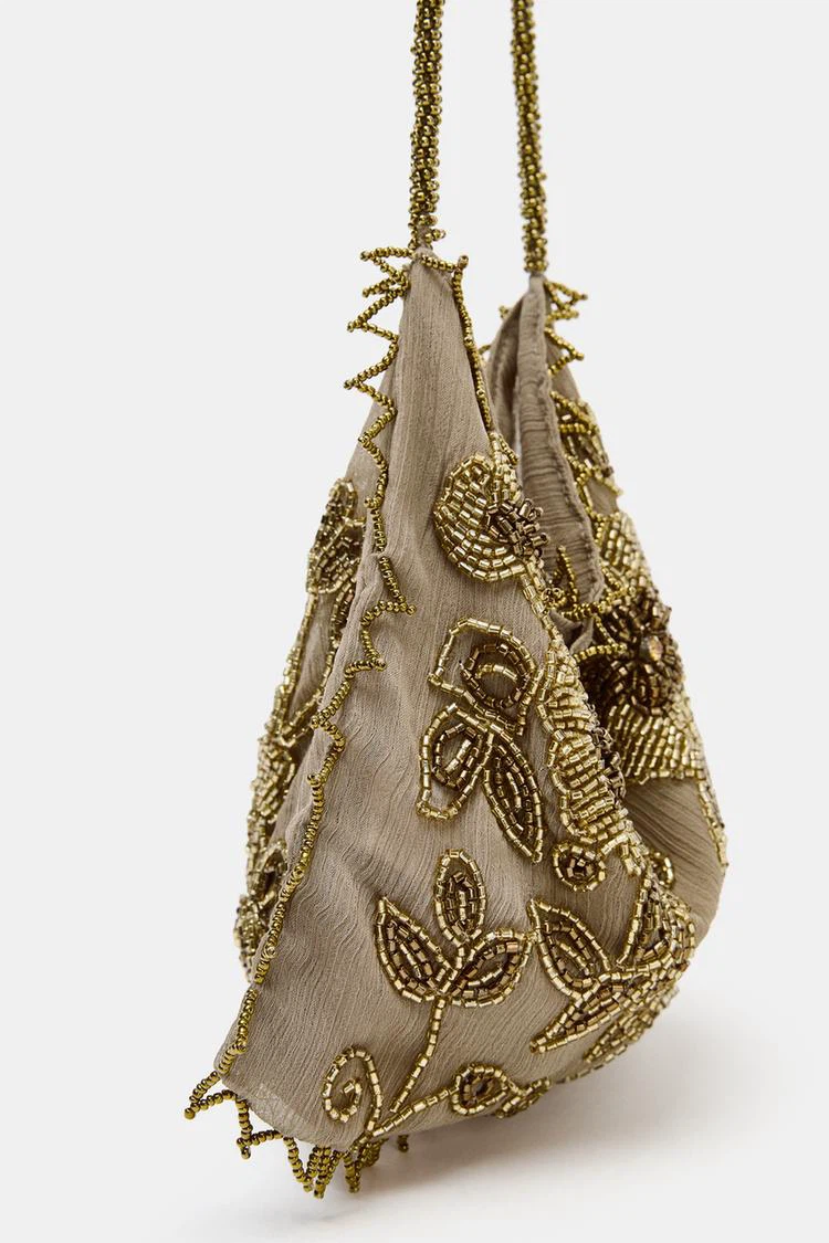 Zara Beaded Floral Handbag New - photo 3