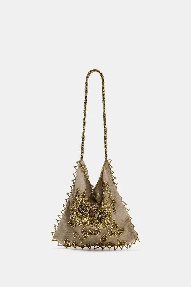 Zara Beaded Floral Handbag New - photo 4