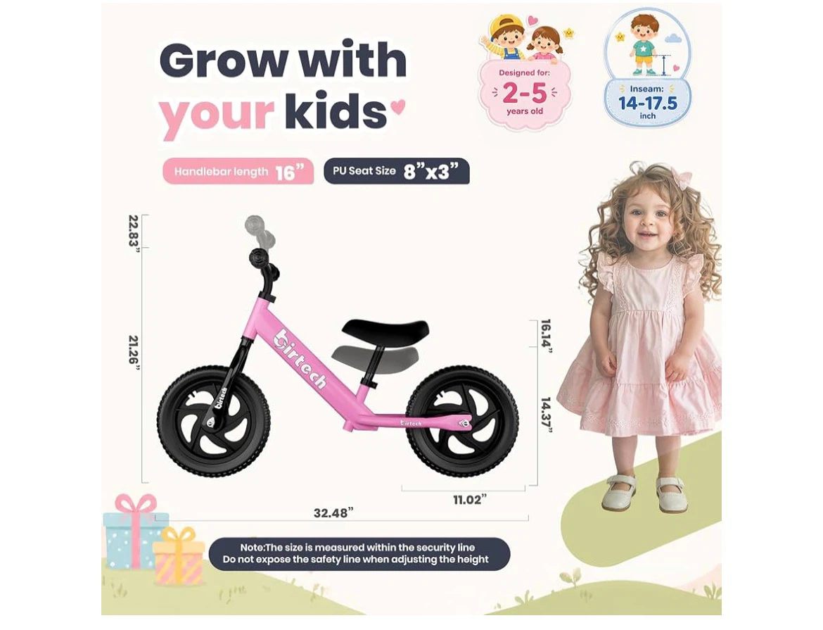 Birtech Pink Kids Balance Bike - photo 3