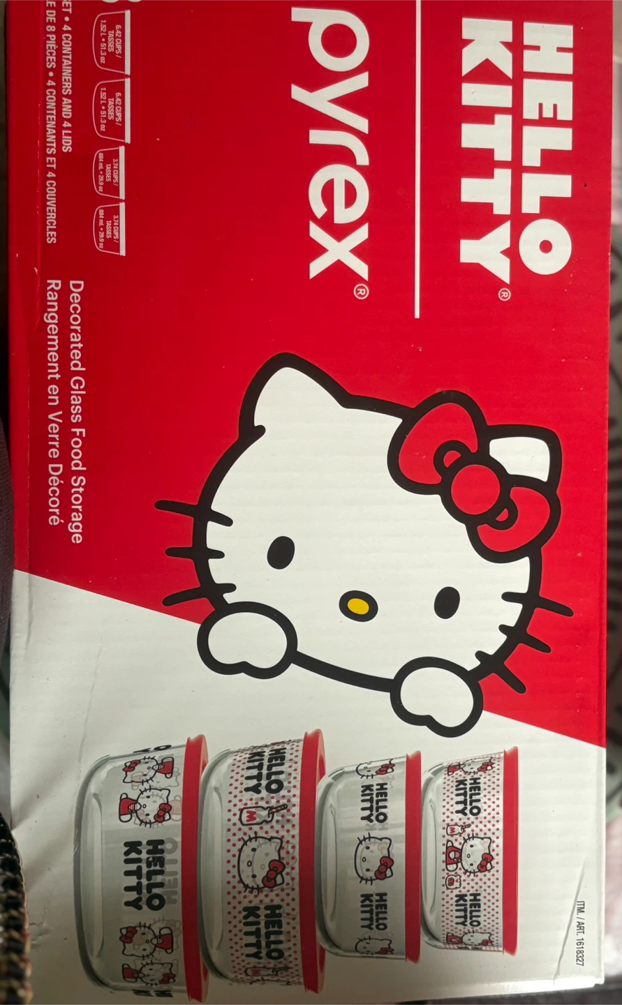 Brand New Hello Kitty Pyrex 8-Piece Glass Food Storage Set - photo 2