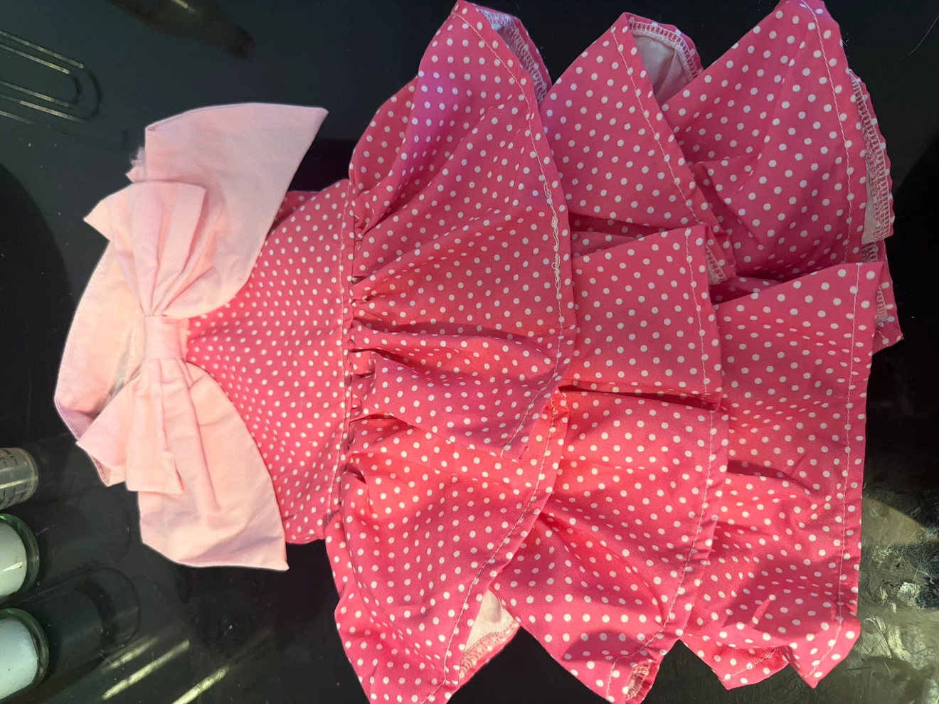 Pink polka dot pet dress with bow