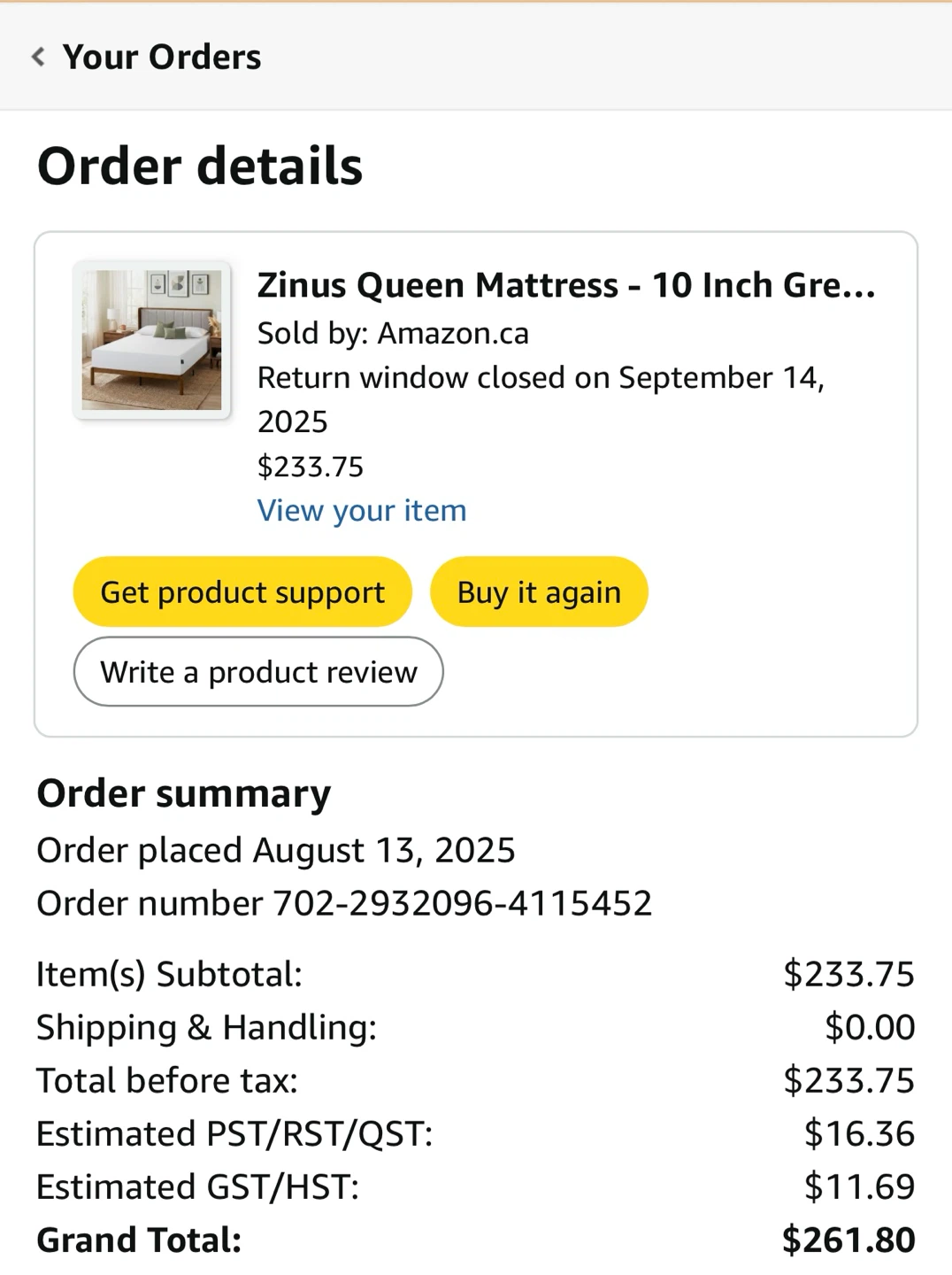 Zinus Queen Mattress - 10 Inch with frame - photo 5