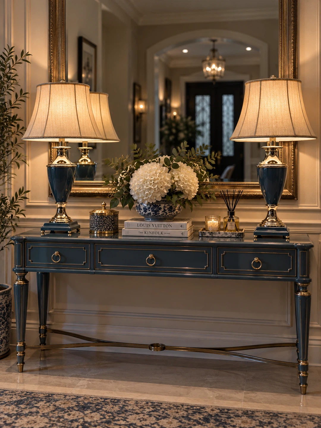 Pair of Blue and Gold Table Lamps. Each - photo 2