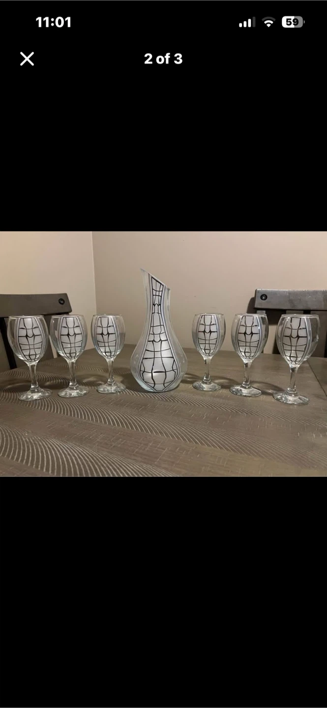 Glass Decanter and 6 Wine Glasses Set - photo 2