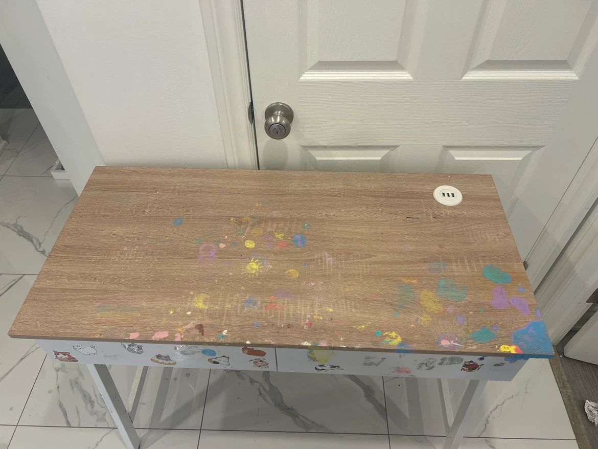 Wood and white metal desk - photo 2