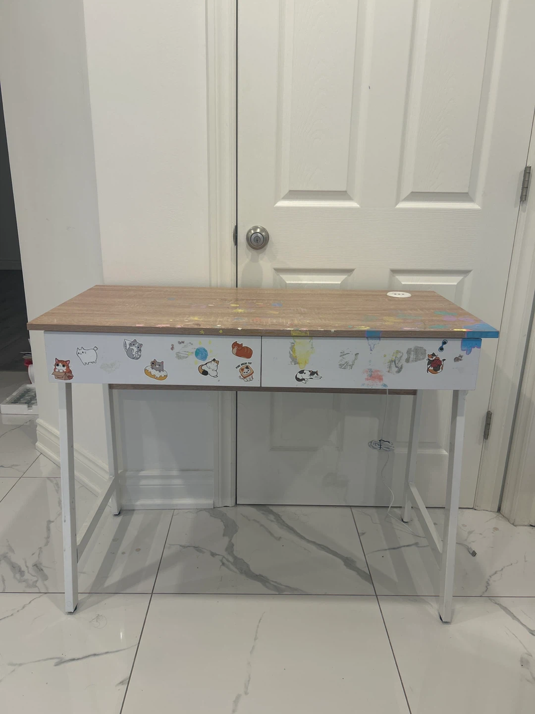 Wood and white metal desk - photo 3