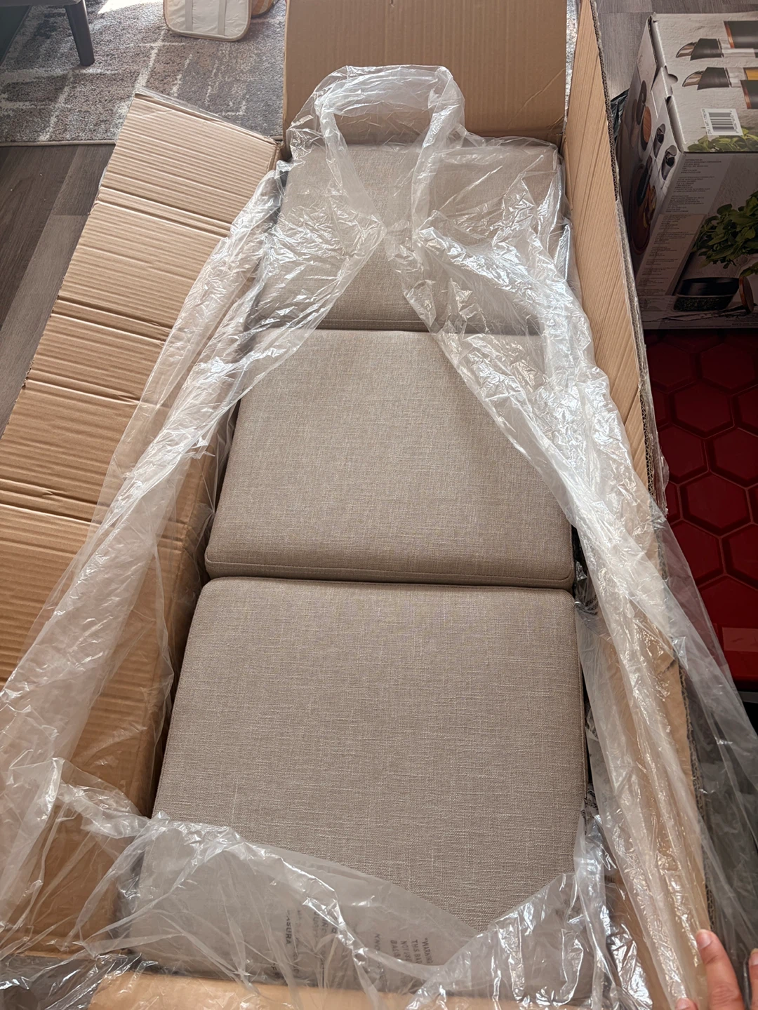 Beige Upholstered Storage Bench - photo 4