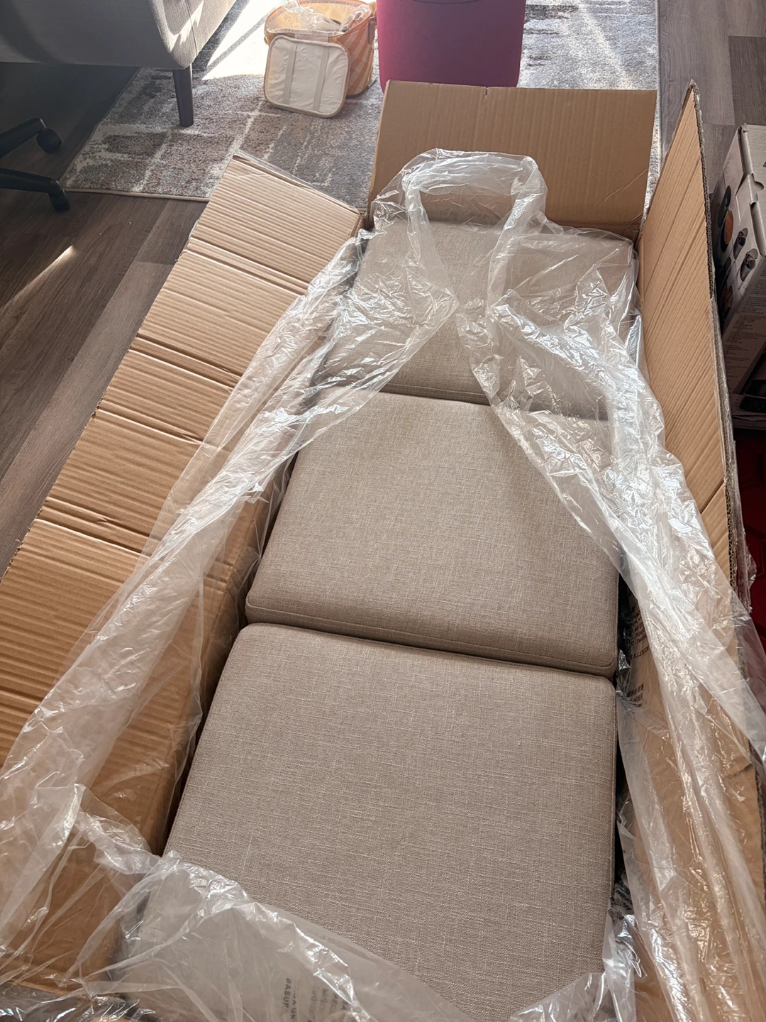 Beige Upholstered Storage Bench - photo 5