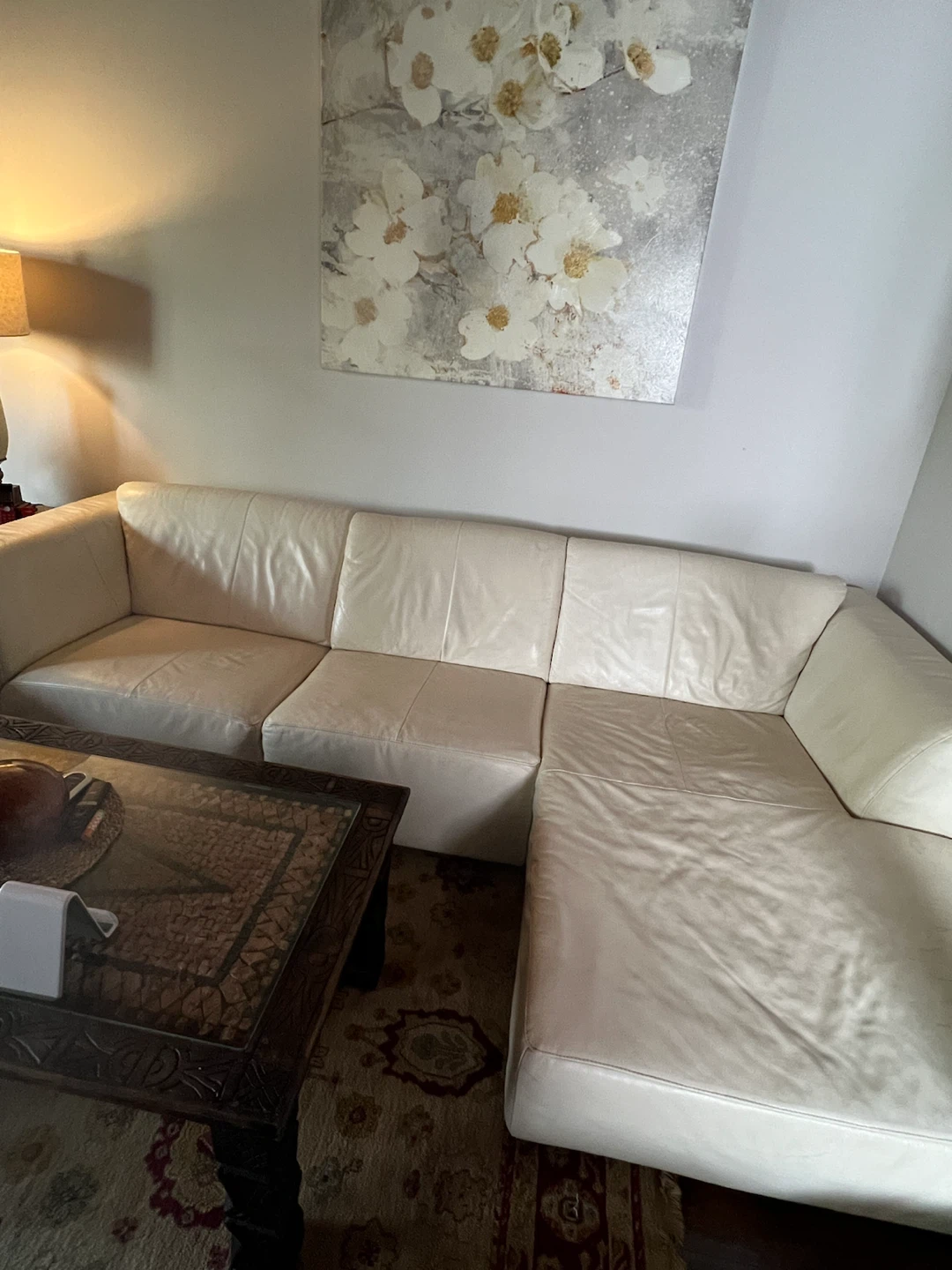 EQ3 Cream Leather Morton Sectional Sofa *Can Deliver* - photo 2