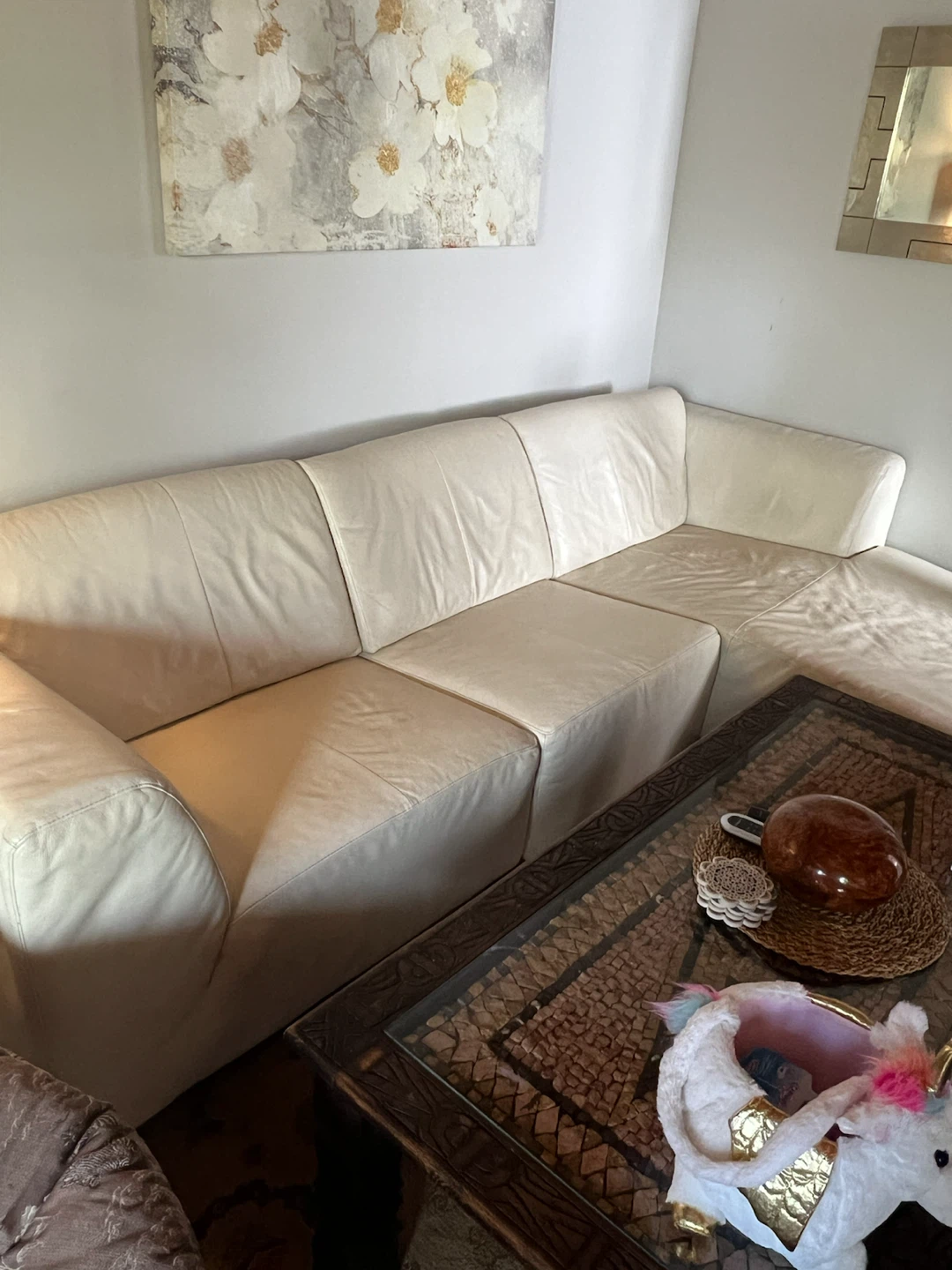 EQ3 Cream Leather Morton Sectional Sofa *Can Deliver* - photo 3