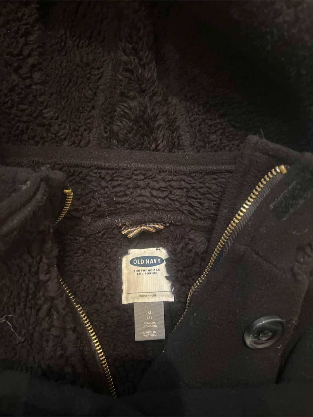 Old Navy Black Sherpa-Lined Hoodie Fleece outer Jacket - photo 3