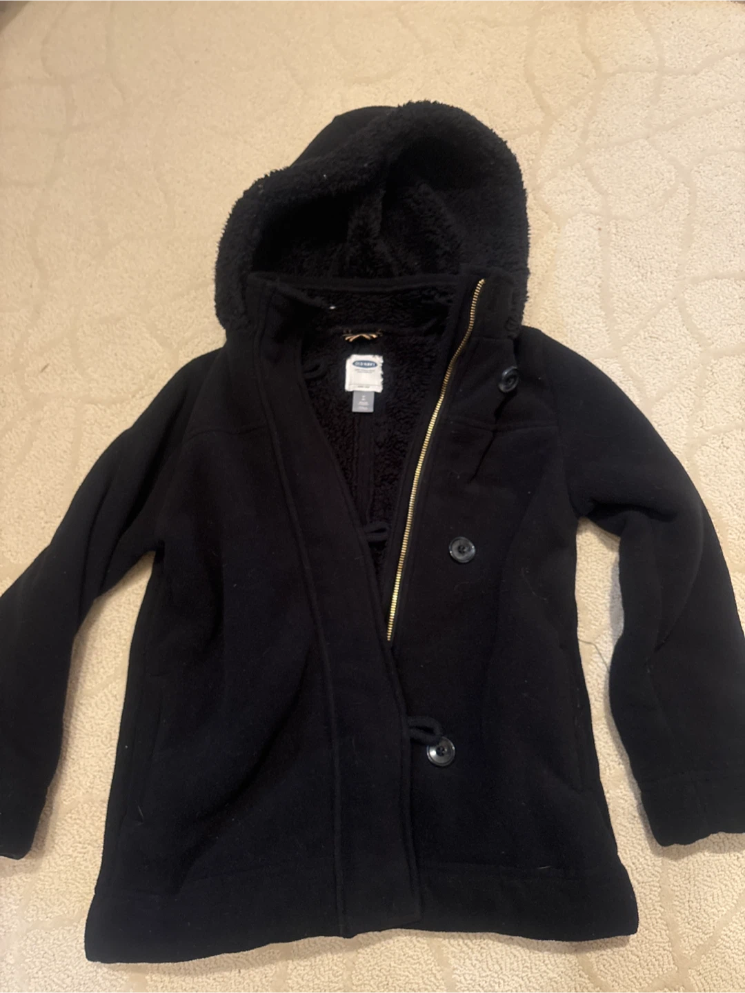 Old Navy Black Sherpa-Lined Hoodie Fleece outer Jacket