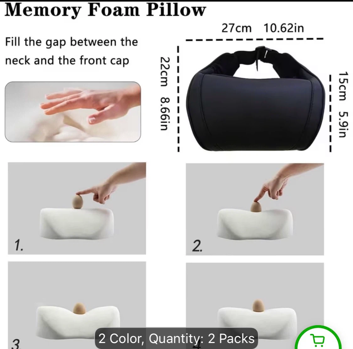 Tesla Model S/3/X/Y Memory Foam Headrest Pillows (2 Pack) - photo 3