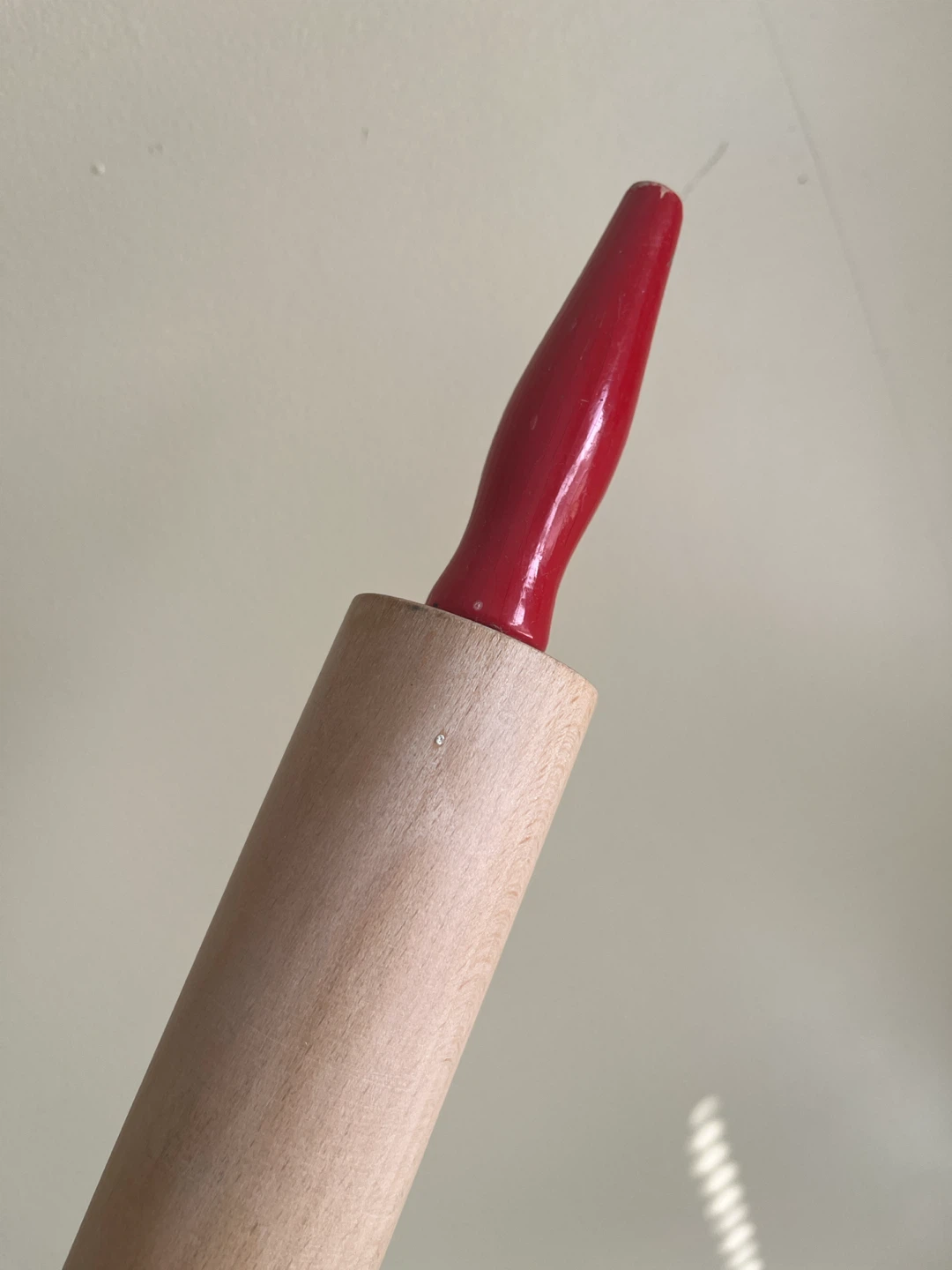 Wooden Rolling Pin with Red Handles - photo 2