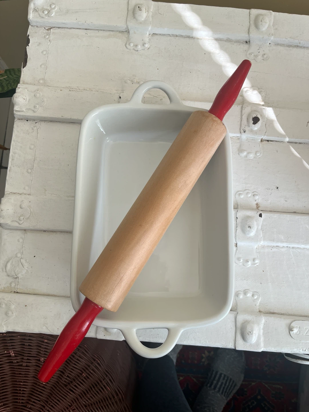 Wooden Rolling Pin with Red Handles - photo 3