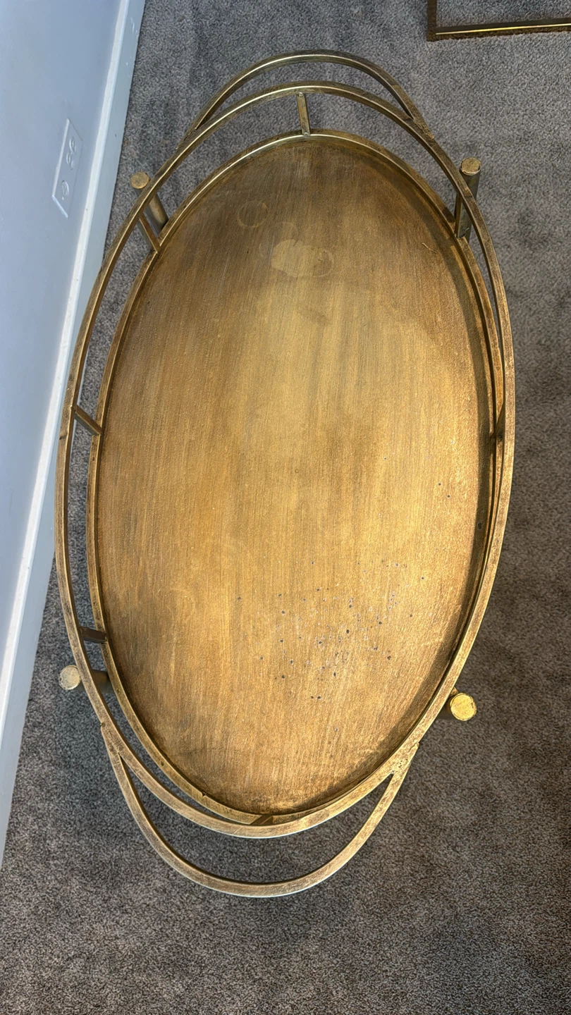 Gold Oval Bar Cart with Casters & Wine Rack - photo 2