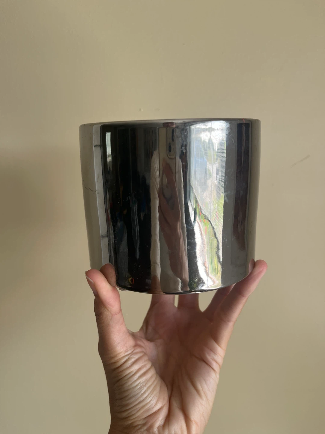 Chrome Finish Decorative Planter Pot