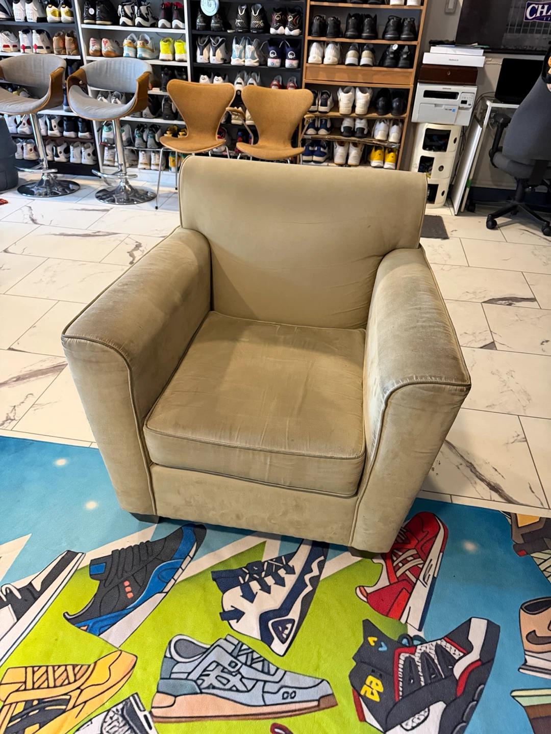 Beige Upholstered Armchair - photo 5