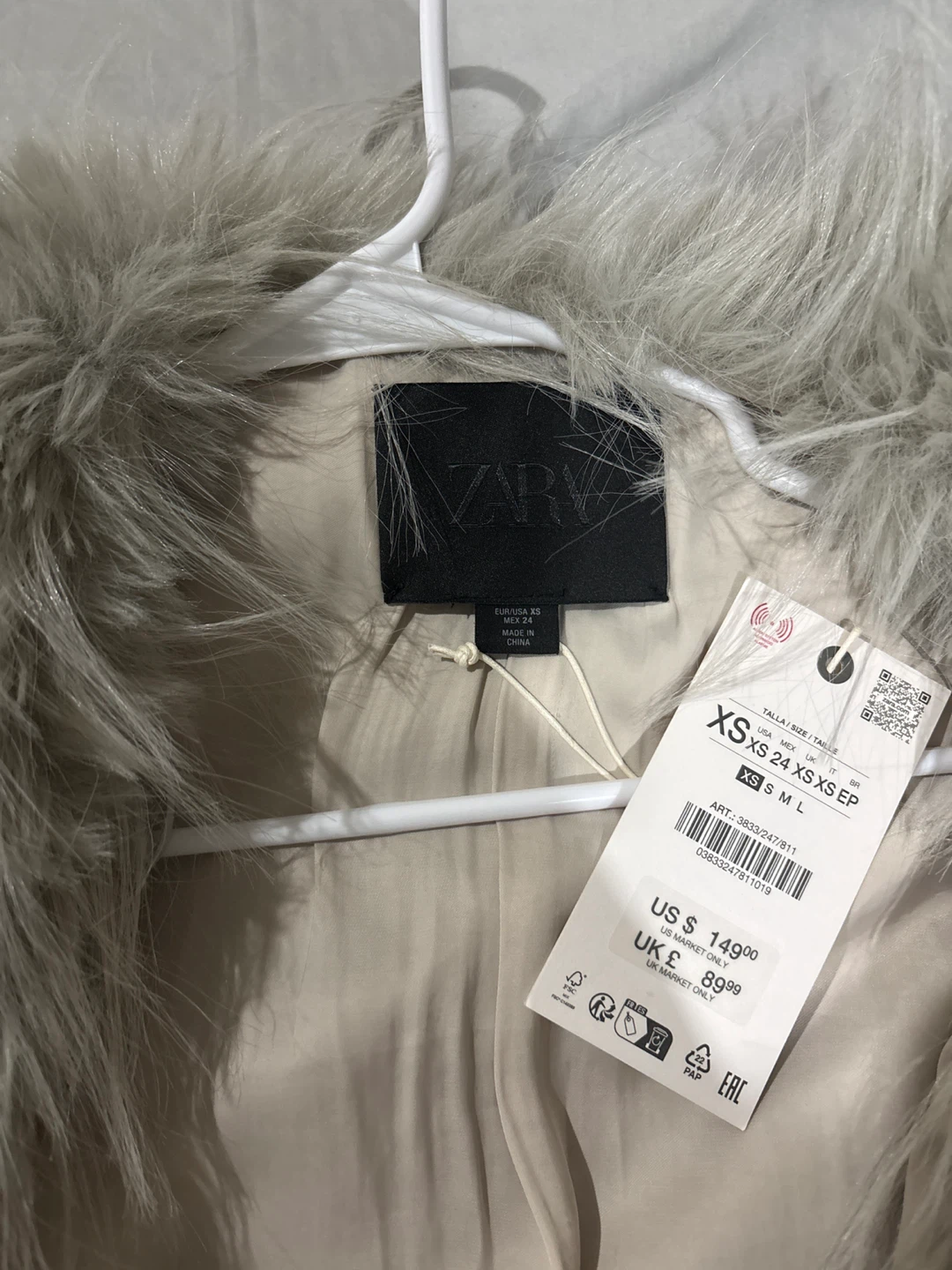 New Zara Faux Fur Jacket Size XS - photo 2