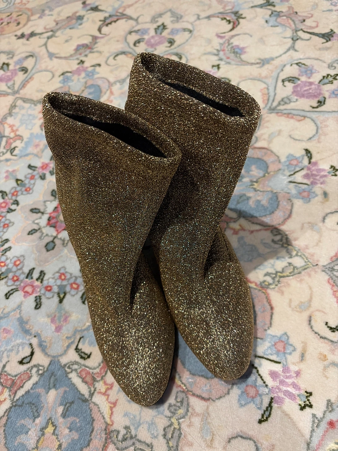 Gold Glitter Ankle Boots