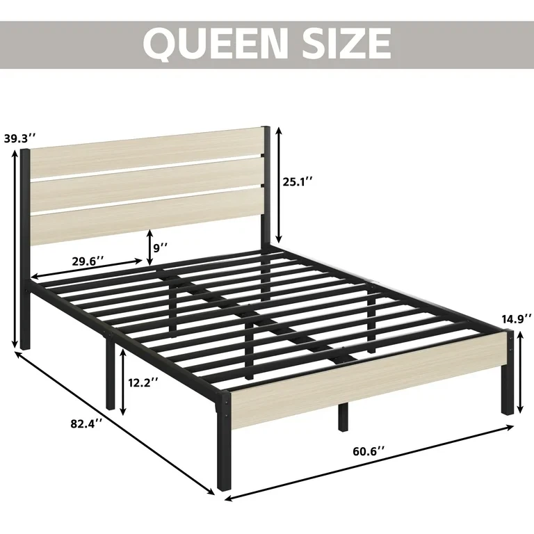 Fluest Queen Size Bed Frame with Headboard and Footboard - photo 2