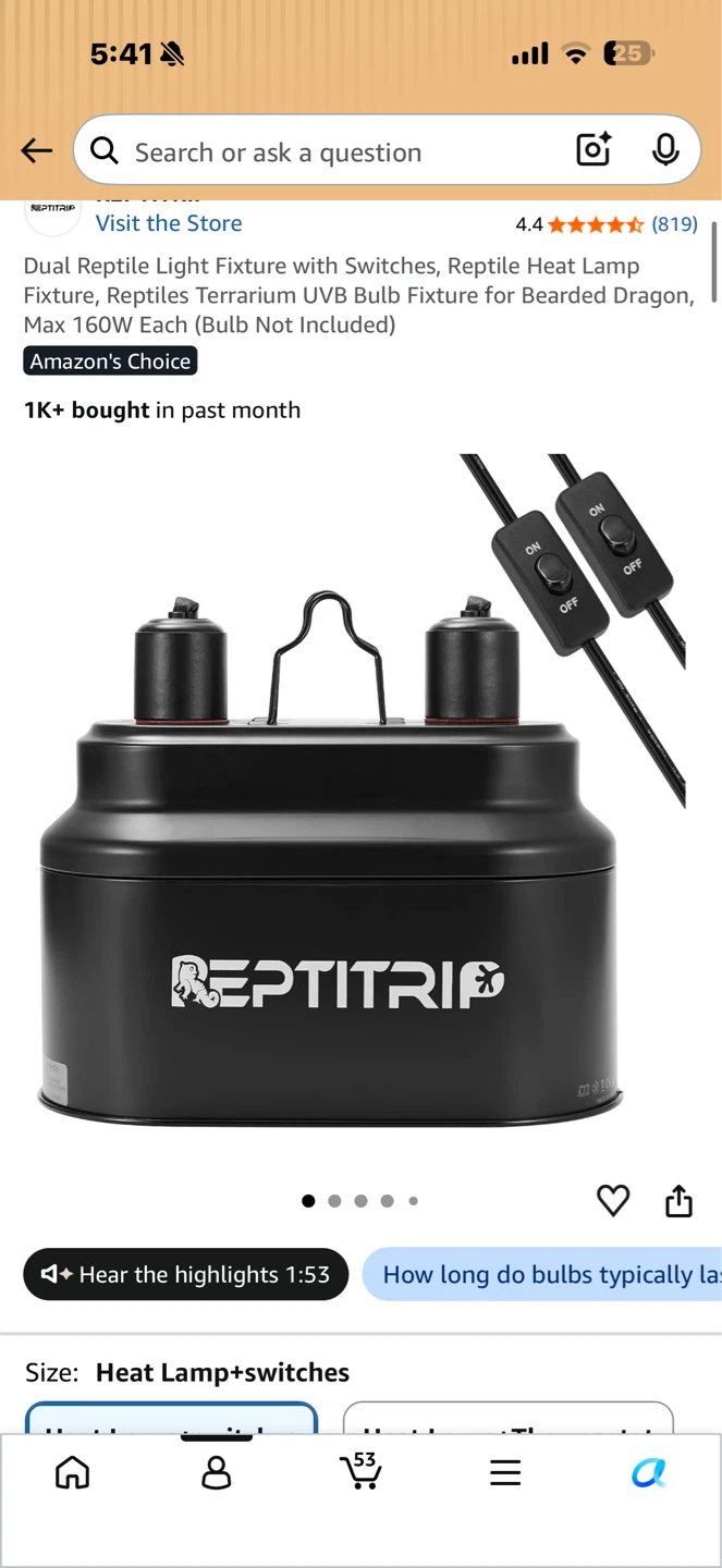 Reptitrip Dual Reptile Light Fixture
