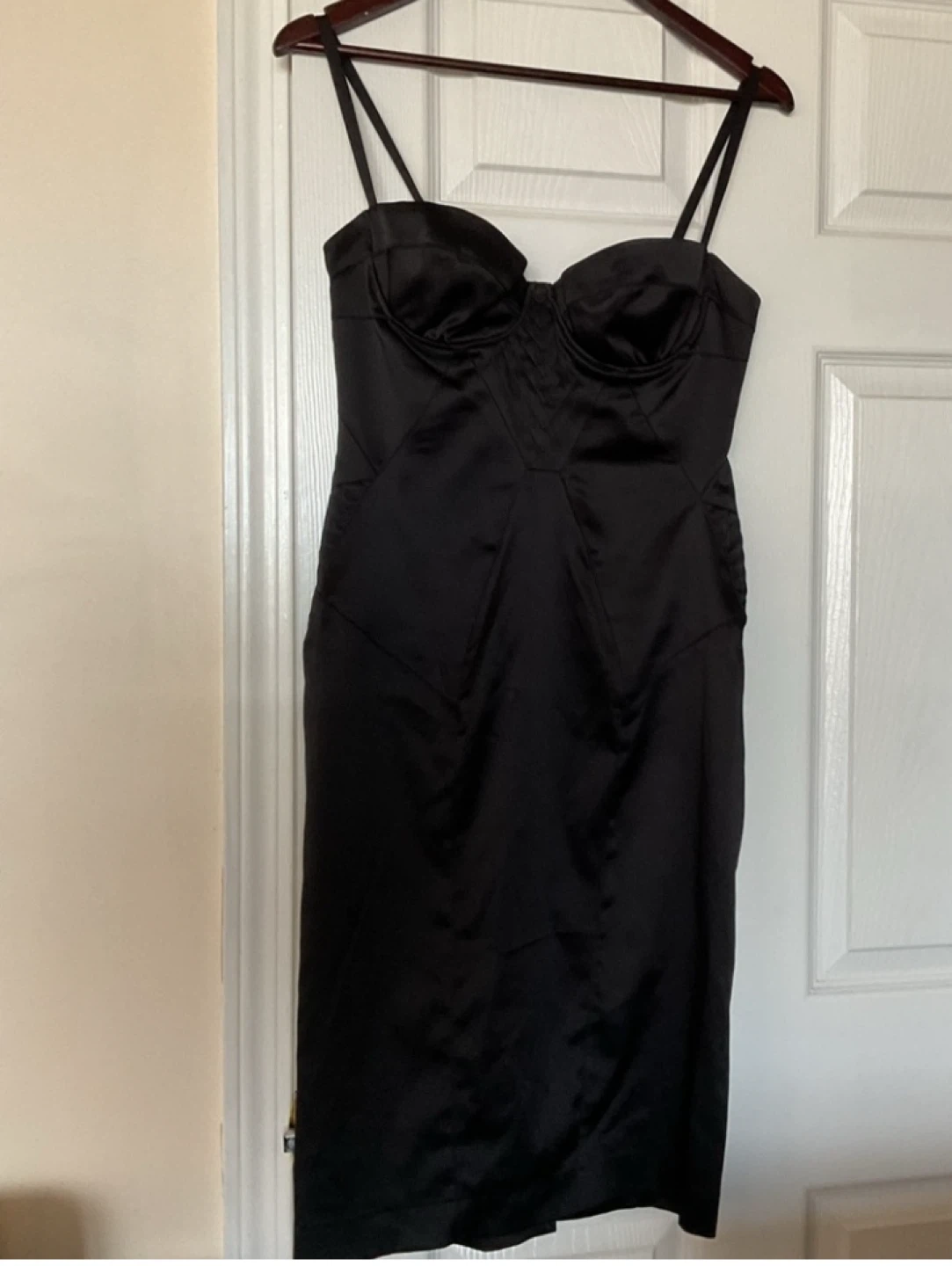 JUST CAVALLI Black Satin Bustier Midi Dress Sz IT 44 (US 6) - photo 2