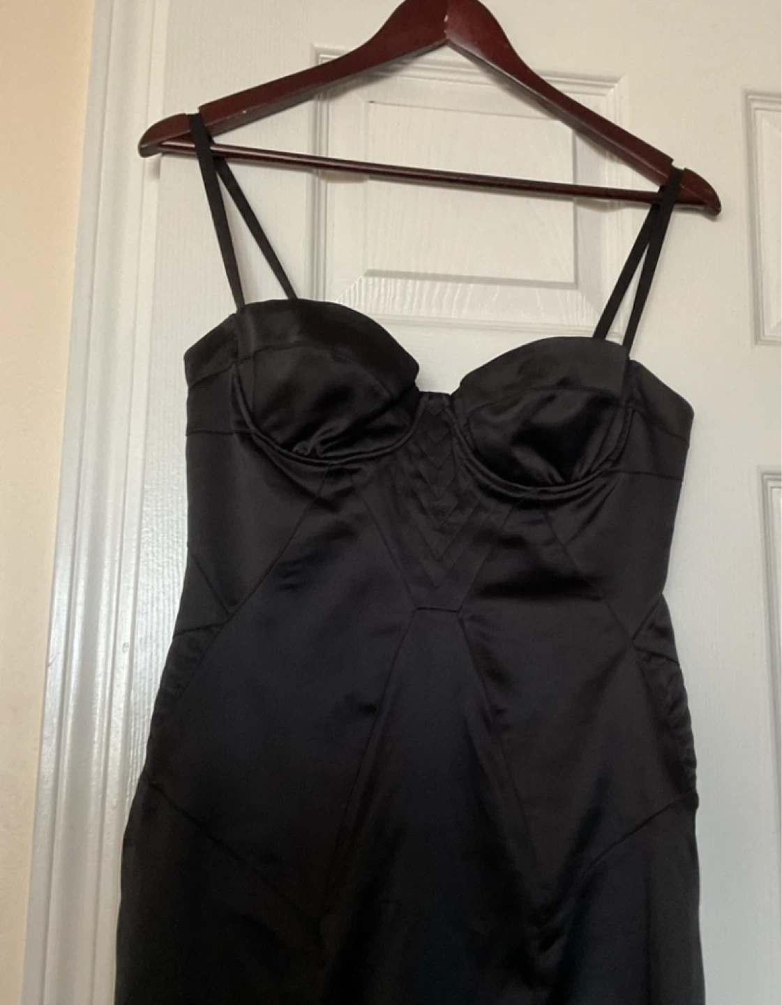 JUST CAVALLI Black Satin Bustier Midi Dress Sz IT 44 (US 6) - photo 3