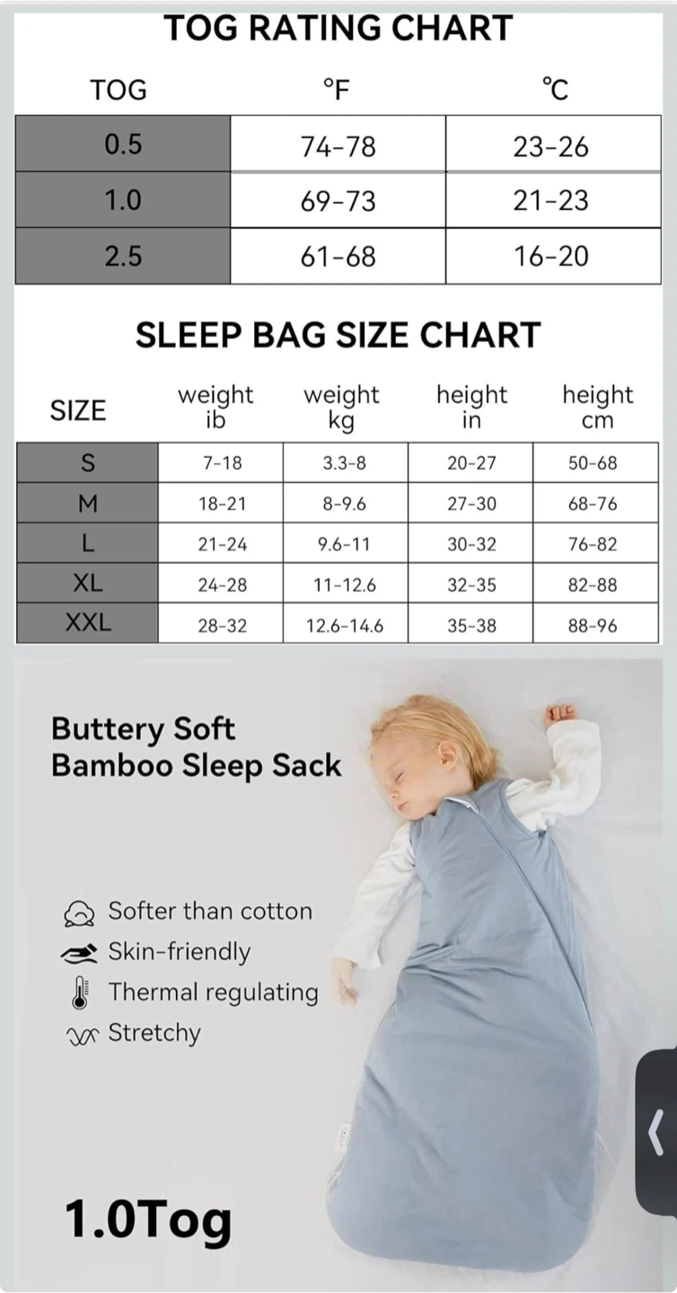 BubblePanda Bamboo Sleep Sack - Size L (1.0 Tog) - photo 5