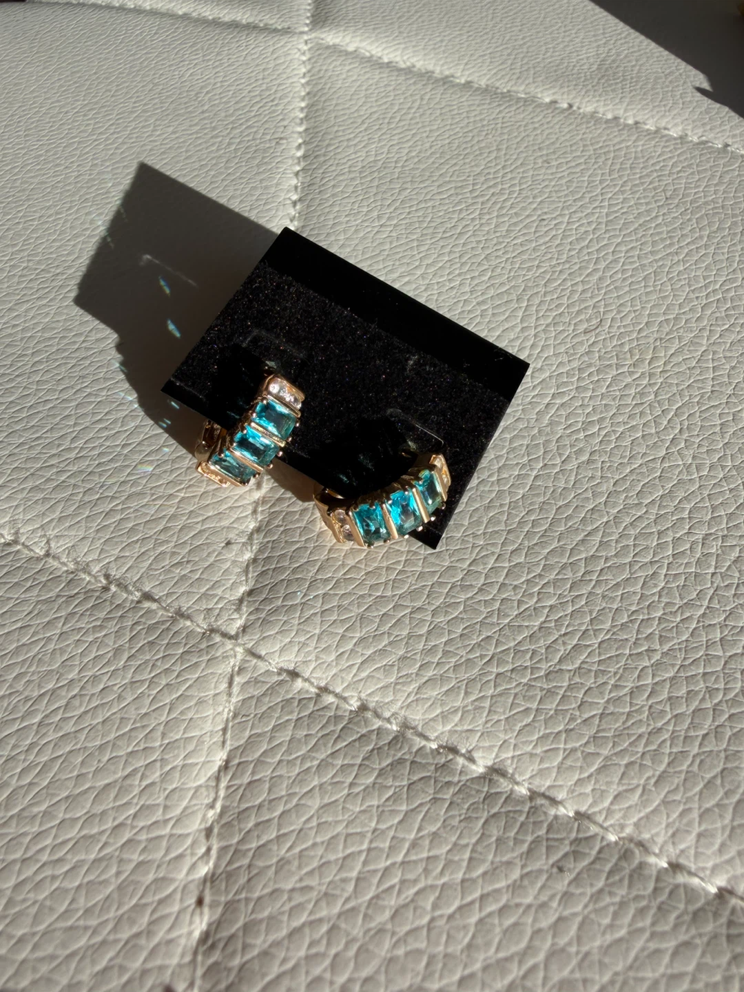 Blue Stone Hoop Earrings
