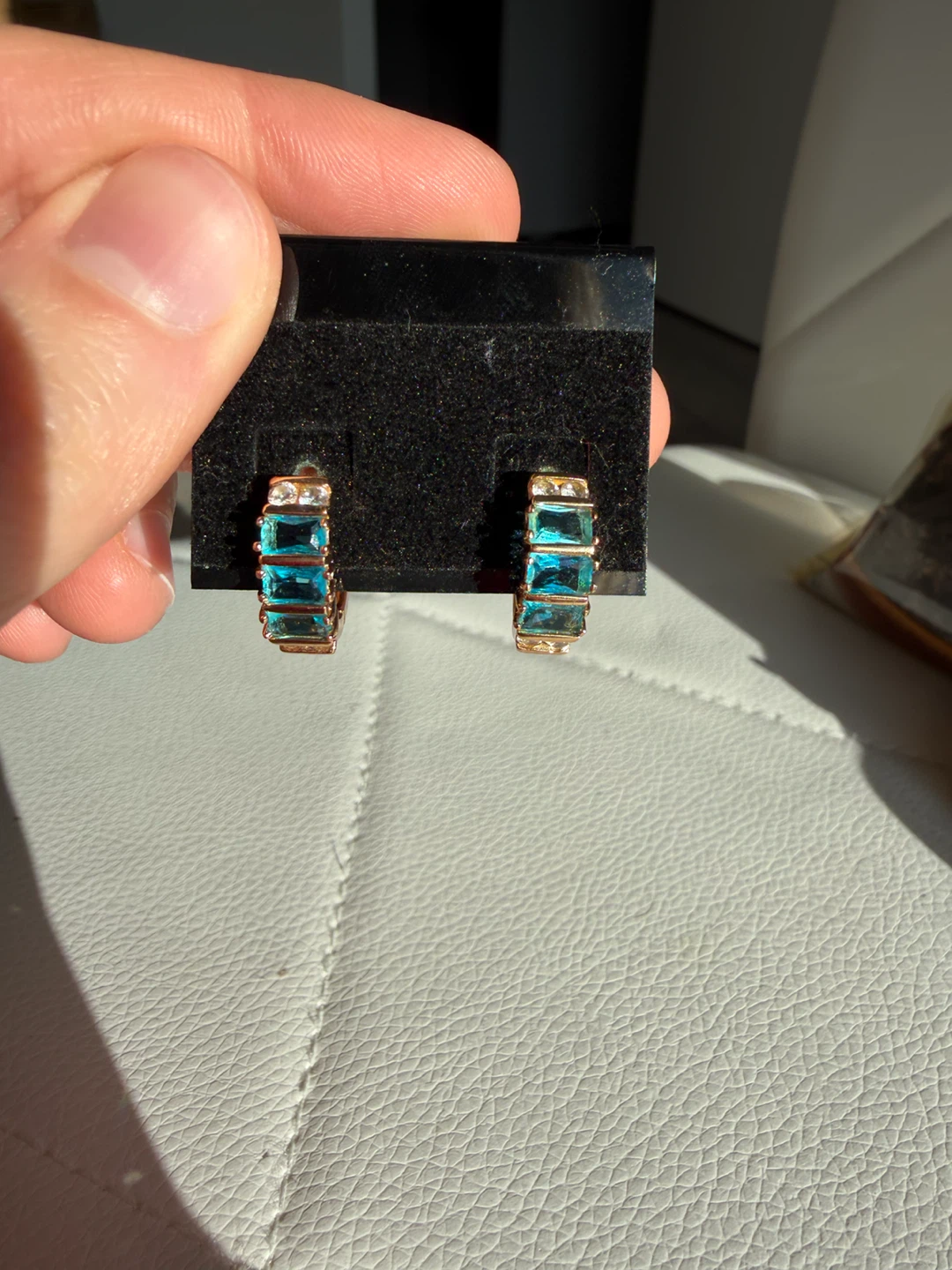 Blue Stone Hoop Earrings - photo 2