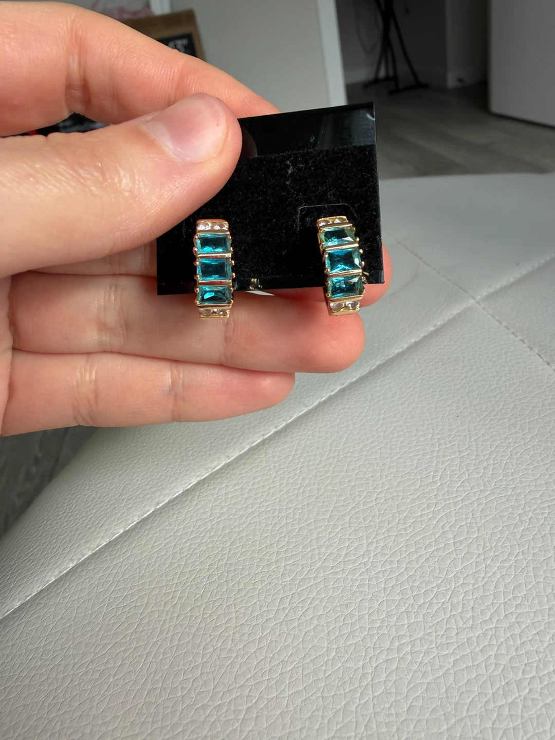 Blue Stone Hoop Earrings - photo 3