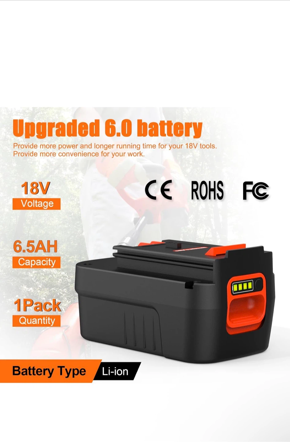 Two 18V 6.5Ah Lithium-Ion Power Tool Batteries - photo 2