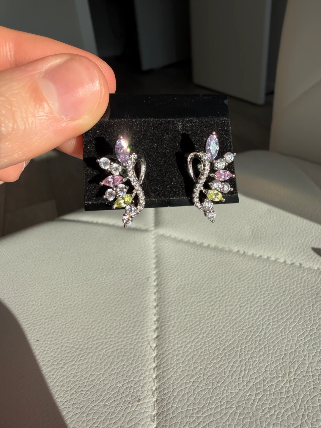 Colorful Multi-Stone Silver Tone Earrings
