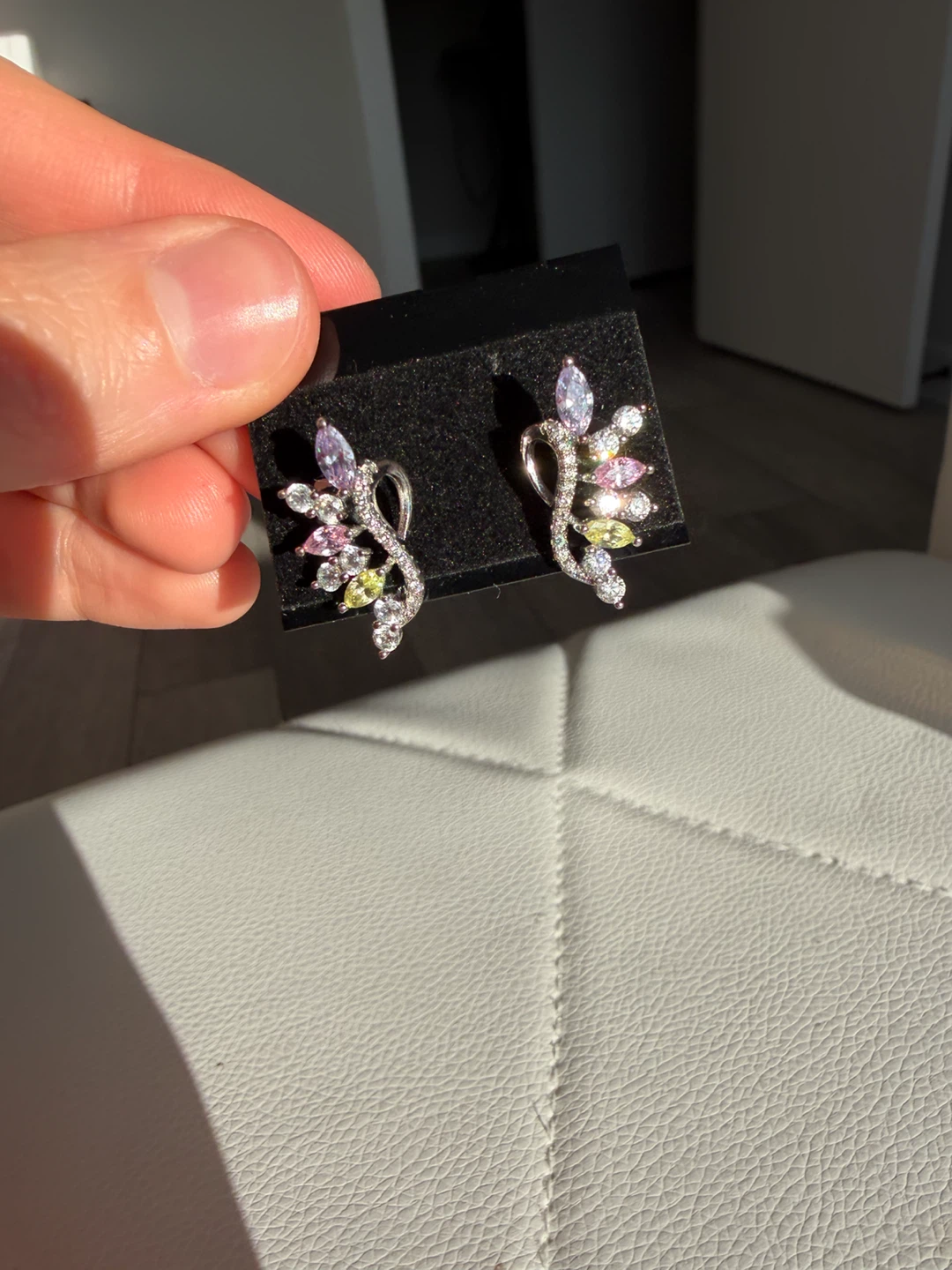 Colorful Multi-Stone Silver Tone Earrings - photo 2