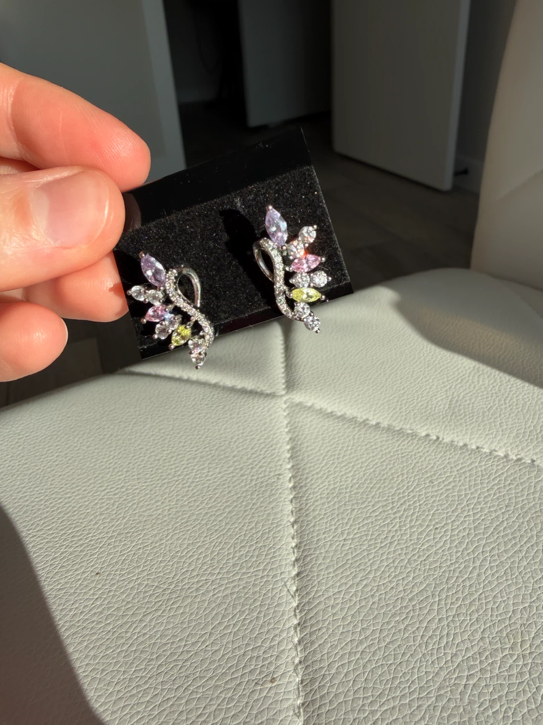 Colorful Multi-Stone Silver Tone Earrings - photo 3