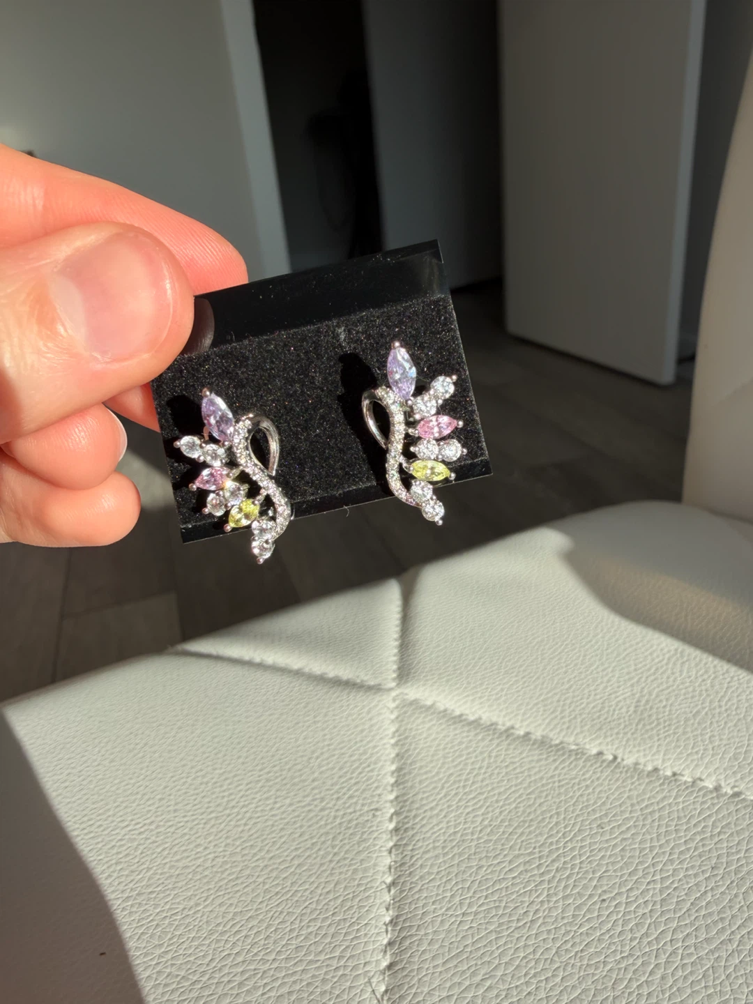 Colorful Multi-Stone Silver Tone Earrings - photo 4