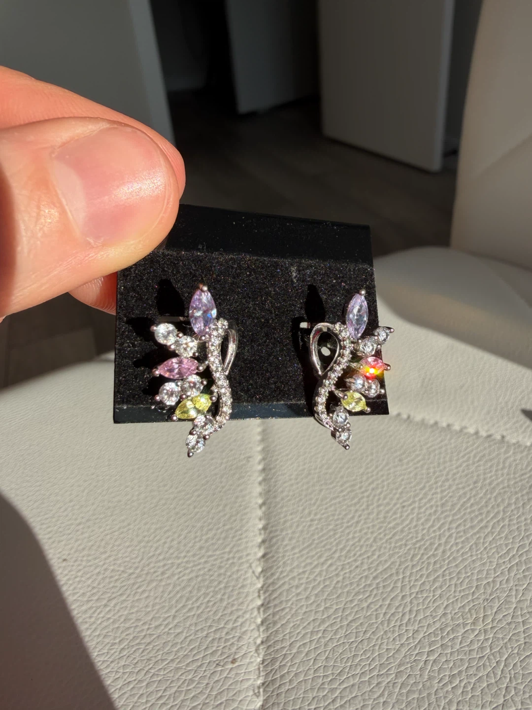 Colorful Multi-Stone Silver Tone Earrings - photo 5