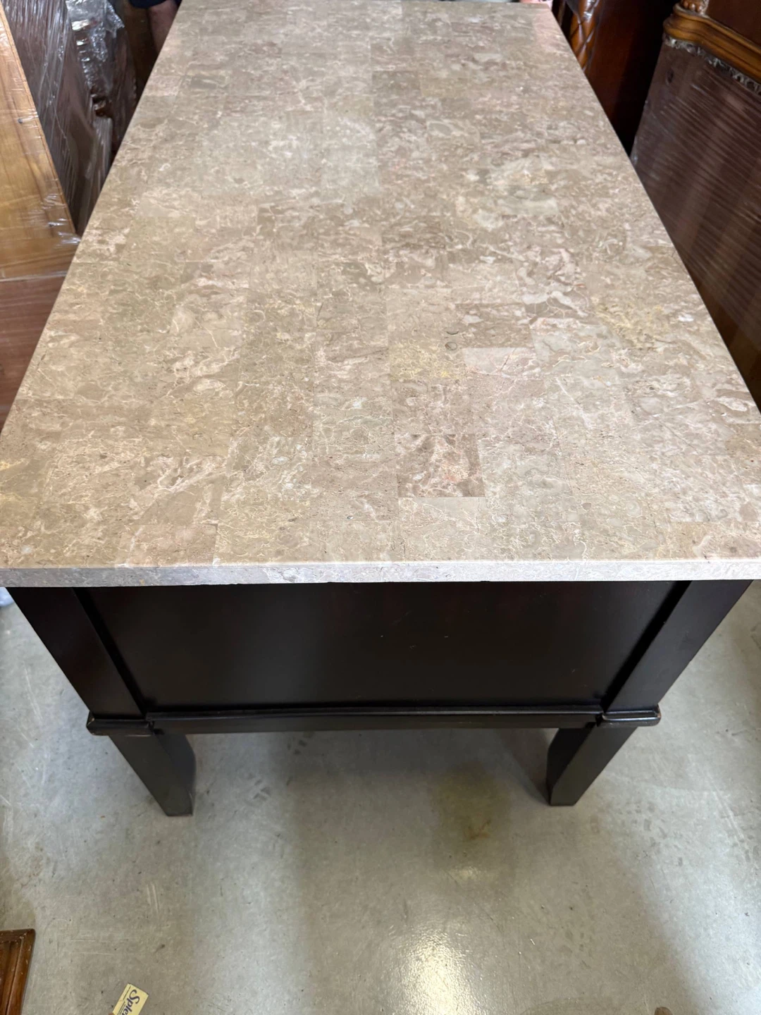 Dark Wood Desk with Marble Top - photo 2